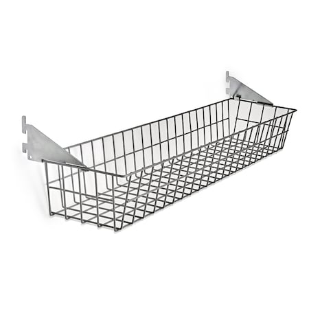 Triton Products Wire Basket W/ Lock-On Hanging Brackets, Epoxy Coated Steel, Gray, 31" W x 4" H x 6-1/2" D 1715